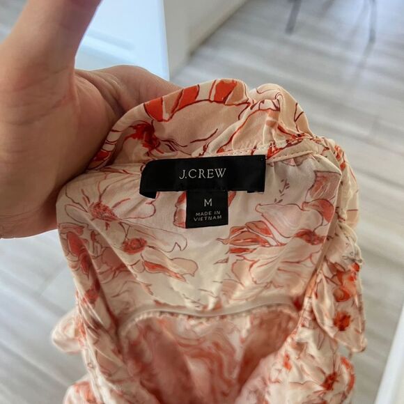J.Crew Tiered Mini Dress M Orange Floral Spaghetti Strap Ruffle Hem Cami… - Picture 6 of 6